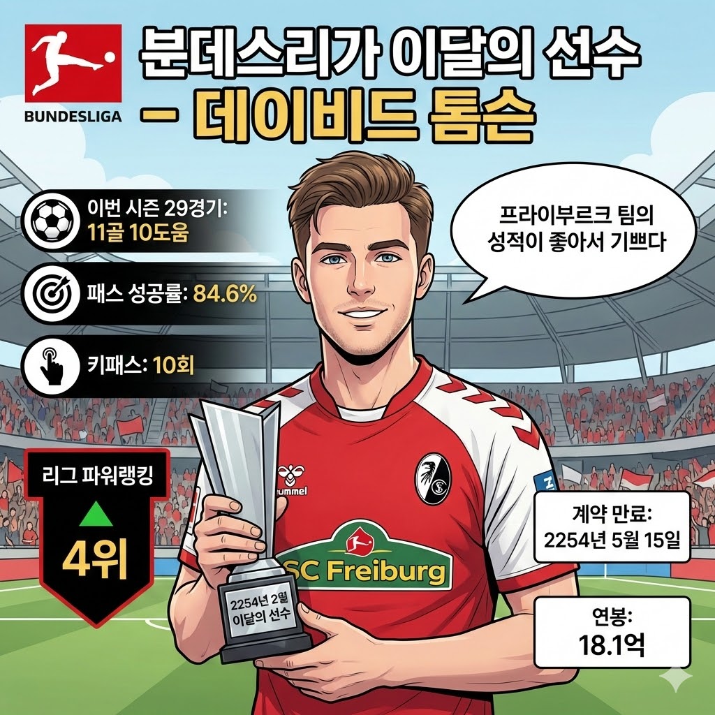 프라이부르크 톰슨, [2월의 선수] 등극! 연봉 18억의